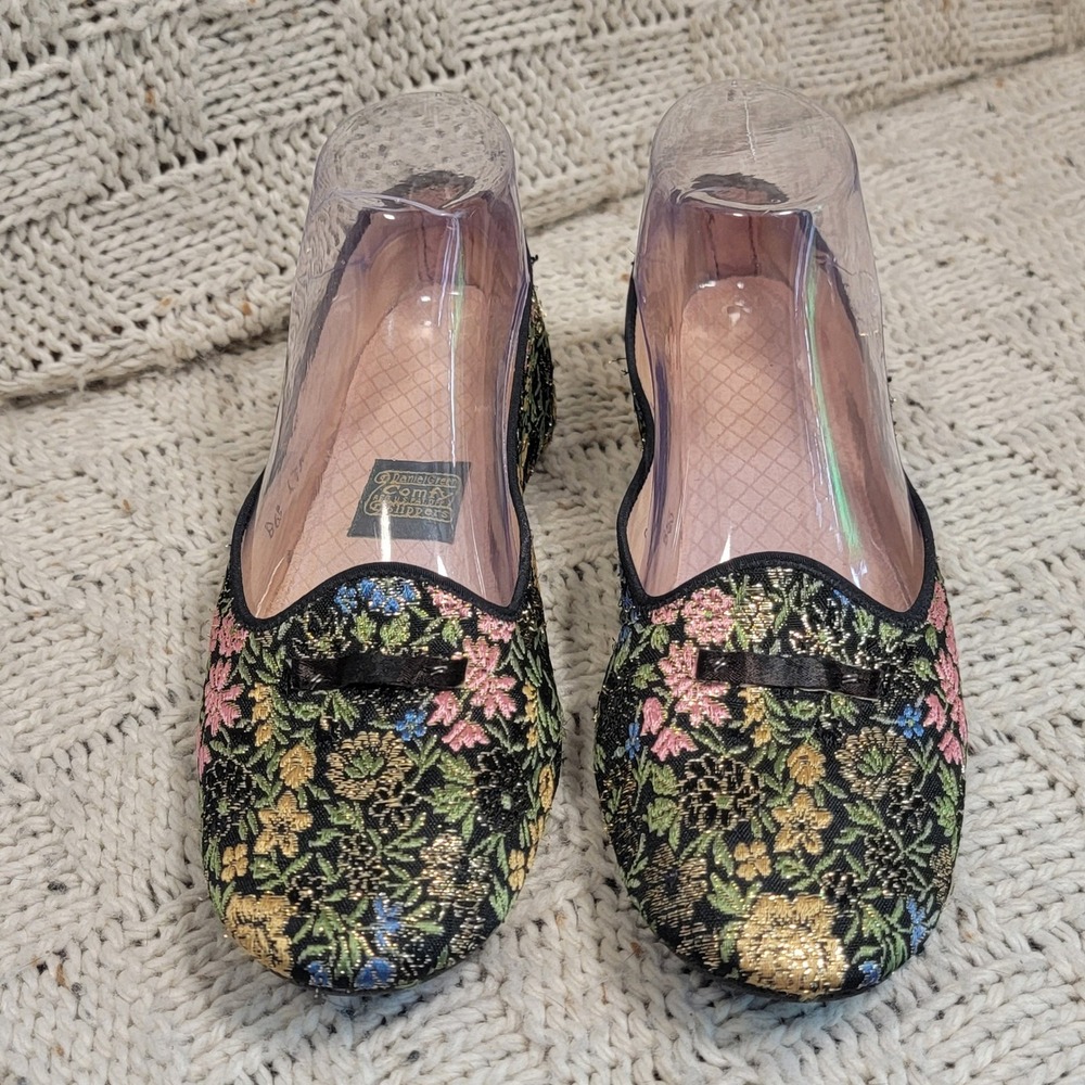 Vintage Daniel Green Comfy Slippers Women's Size 6 Floral Tapestry‎ Made in USA